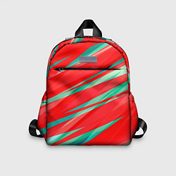 Детский рюкзак Красный и бирюзовый абстрактный полосы, цвет: 3D-принт