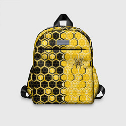 Детский рюкзак Киберпанк соты шестиугольники жёлтый и чёрный с па, цвет: 3D-принт