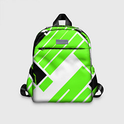 Детский рюкзак Зелёные широкие линии на белом фоне, цвет: 3D-принт