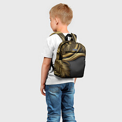 Детский рюкзак Золотые объемные листья на черном, цвет: 3D-принт — фото 2