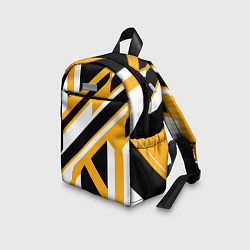 Детский рюкзак Чёрно-белые полосы и фигуры на жёлтом фоне, цвет: 3D-принт — фото 2