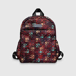 Детский рюкзак Тёмный красный текстурированный кубики, цвет: 3D-принт