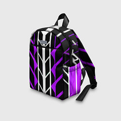 Детский рюкзак Бело-фиолетовые линии на чёрном фоне, цвет: 3D-принт — фото 2