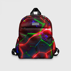 Детский рюкзак Неоновые яркие зеленые плиты с красным светом, цвет: 3D-принт