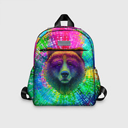 Детский рюкзак Разноцветный неоновый медведь, цвет: 3D-принт