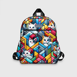 Детский рюкзак Геометрический паттерн с котятами - нейросеть, цвет: 3D-принт