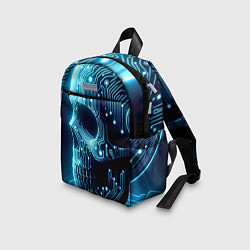 Детский рюкзак Cyber neon skull - ai art с дорожками на плате, цвет: 3D-принт — фото 2