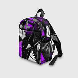 Детский рюкзак Фиолетово-белые рельефные треугольники на чёрном ф, цвет: 3D-принт — фото 2