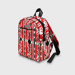 Детский рюкзак Бело-красные техно полосы на чёрном фоне, цвет: 3D-принт — фото 2