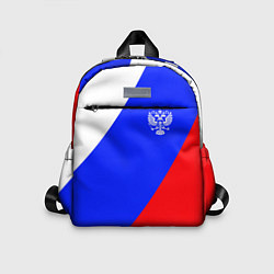 Детский рюкзак Герб Российского государства на фоне цветов флага, цвет: 3D-принт