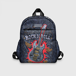 Детский рюкзак Рок гитара: рок-н-ролл на металле, цвет: 3D-принт