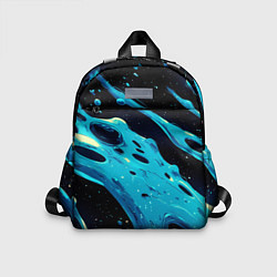 Детский рюкзак Синие волны краски на черном, цвет: 3D-принт