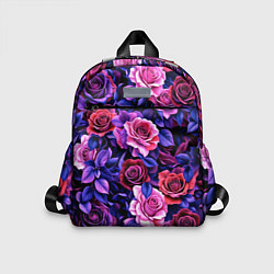 Детский рюкзак Разноцветные цветы - синие розы паттерн, цвет: 3D-принт
