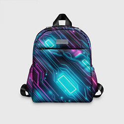 Детский рюкзак Неоновый узор киберпанк микросхемы, цвет: 3D-принт