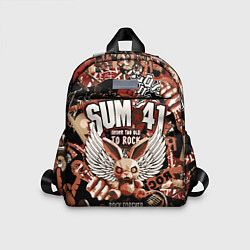 Детский рюкзак Sum 41 на фоне кролика и гитар, цвет: 3D-принт