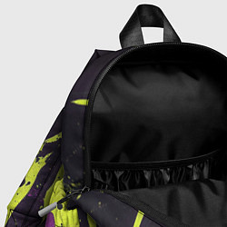 Детский рюкзак Желтая и фиолетовая краска на черном, цвет: 3D-принт — фото 2