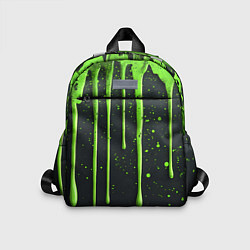 Детский рюкзак Зеленая краска стекающая на черном фоне, цвет: 3D-принт
