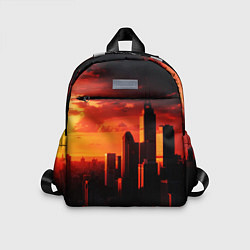 Детский рюкзак Стилизованный город оранжевый закат, цвет: 3D-принт