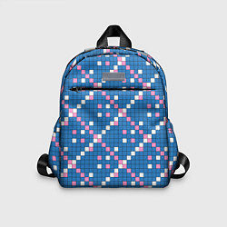 Детский рюкзак Синяя розовая с белым плитка, цвет: 3D-принт