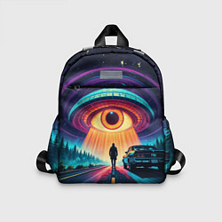 Детский рюкзак НЛО в форме глаза и человек на дороге, цвет: 3D-принт