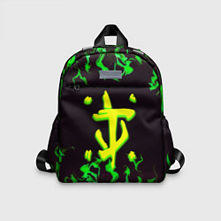 Детский рюкзак Doom зелёный огонь, цвет: 3D-принт