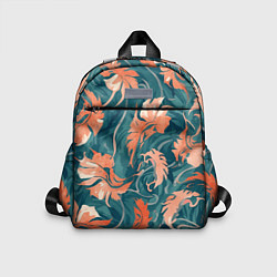 Детский рюкзак Рыже-бирюзовый паттерн с осенними листьями, AI, цвет: 3D-принт