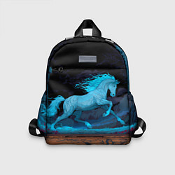 Детский рюкзак Лошадь в синем свете, цвет: 3D-принт