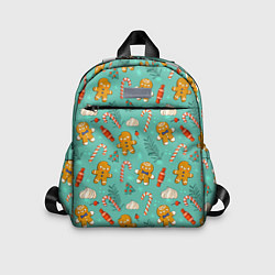 Детский рюкзак Новогодний паттерн печенье с конфетами, цвет: 3D-принт