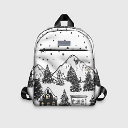 Детский рюкзак Заснеженный черно-белый город, цвет: 3D-принт
