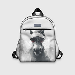 Детский рюкзак Черно-белый новогодний конь, цвет: 3D-принт