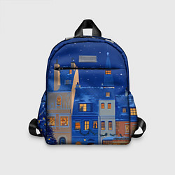 Детский рюкзак Синяя новогодняя елочка во дворе, цвет: 3D-принт
