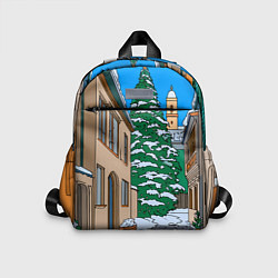 Детский рюкзак Новогодняя мультяшная улица, цвет: 3D-принт