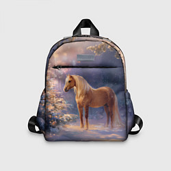 Детский рюкзак Лошадка в новогоднем лесу, цвет: 3D-принт