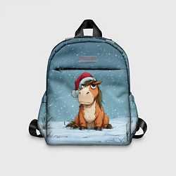 Детский рюкзак Недовольная новогодняя лошадка, цвет: 3D-принт