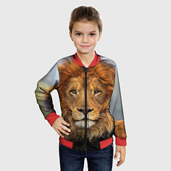 Бомбер детский Красавец лев, цвет: 3D-красный — фото 2