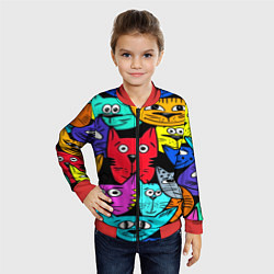 Бомбер детский Кошачьи мордочки, цвет: 3D-красный — фото 2