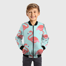 Бомбер детский Розовые фламинго, цвет: 3D-черный — фото 2