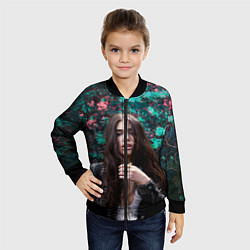 Бомбер детский Dua Lipa: Floral, цвет: 3D-черный — фото 2