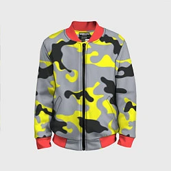 Бомбер детский Yellow & Grey Camouflage, цвет: 3D-красный