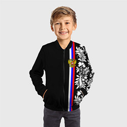Бомбер детский Россия: цветочная коллекция, цвет: 3D-черный — фото 2