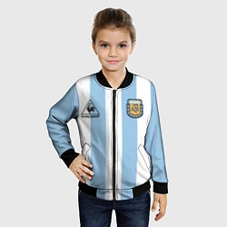 Бомбер детский Марадона Аргентина ретро, цвет: 3D-черный — фото 2