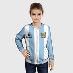 Бомбер детский Марадона Аргентина ретро, цвет: 3D-серый — фото 2