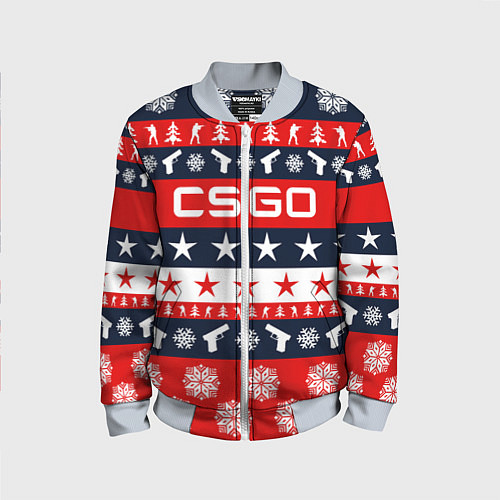 Детский бомбер CS:GO New Year / 3D-Серый – фото 1