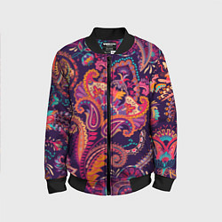 Детский бомбер Орнамент пейсли - розовый