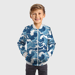 Бомбер детский Морские волны графика, цвет: 3D-белый — фото 2