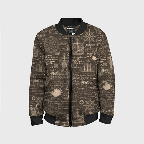 Детский бомбер Старая рукопись путешественника / 3D-Черный – фото 1