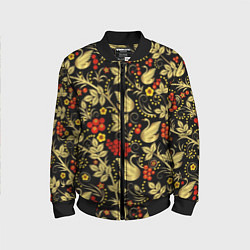 Детский бомбер Хохлома золотые лебеди