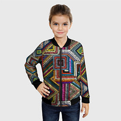 Бомбер детский Этнический ковровый орнамент, цвет: 3D-черный — фото 2