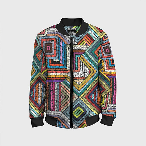 Детский бомбер Этнический орнамент вышивка / 3D-Черный – фото 1