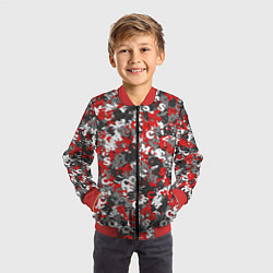 Бомбер детский Камуфляж с буквами F C S M, цвет: 3D-красный — фото 2
